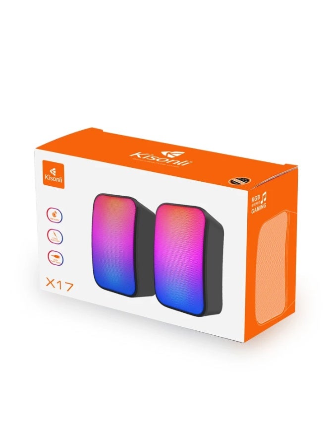 Kisonli X17 USB 2.0 Portable Speaker with LED Light – Clear Stereo Sound in a Compact and Travel-Friendly Design - Image 4
