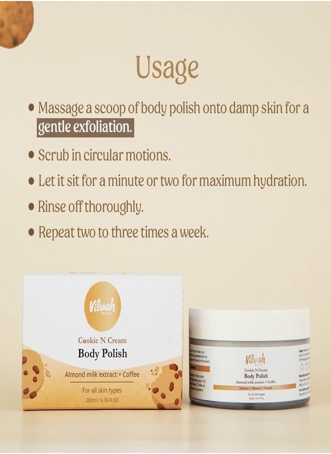 vilvah STORE - Cookie N Cream Body Polish | For Even Skin Tone, Targets Tanned and Dull Skin | 200 ml - Image 1