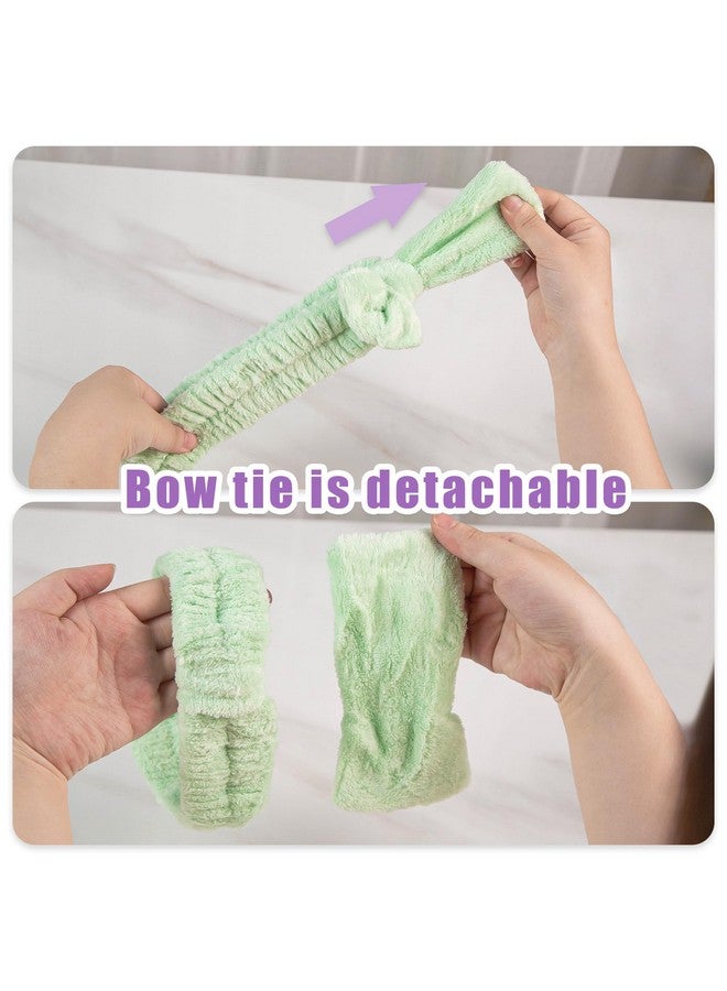 Shindel Hindel 6Pcs Makeup Headbands For Women Spa Headband Bow Tie Hair Band Coral Fleece Head Wraps For Washing Face Skincare Shower Sports Yoga 6 Assorted Colors - Image 5