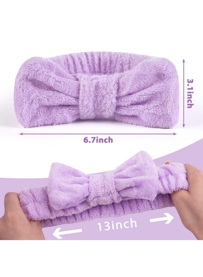 Shindel Hindel 6Pcs Makeup Headbands For Women Spa Headband Bow Tie Hair Band Coral Fleece Head Wraps For Washing Face Skincare Shower Sports Yoga 6 Assorted Colors - Image 3