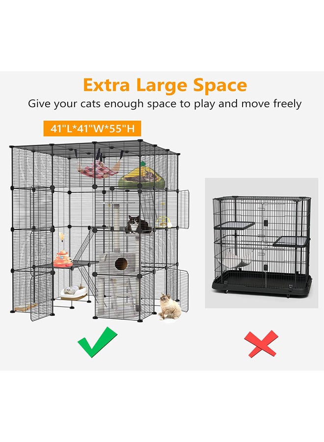 Generic Large Cat Cage Enclosure Indoor DIY Cat Fence Detachable Wire Kennel Crate Ideal for 1-4 Cats  - Image 3