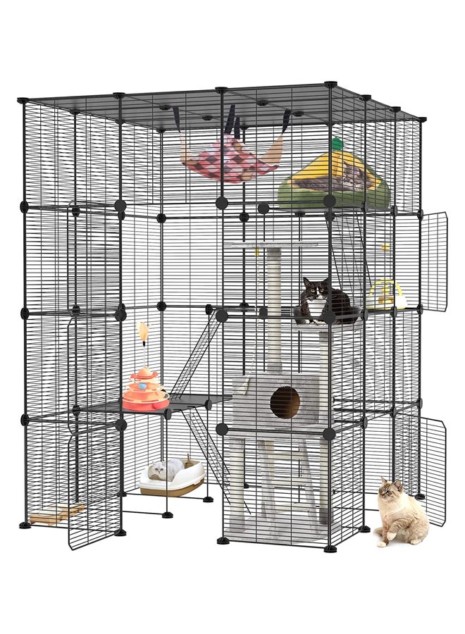 Generic Large Cat Cage Enclosure Indoor DIY Cat Fence Detachable Wire Kennel Crate Ideal for 1-4 Cats  - Image 1