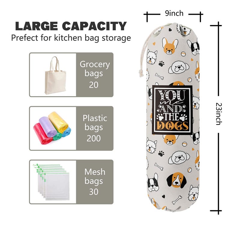 HiLus Funny You Me & The Dogs, Grocery Bags Holder Organizer For Shopping Bags, Wall Mount Plastic Bags Storage Container Dispensers, Gift For The Preferred Family And Friends - Image 3