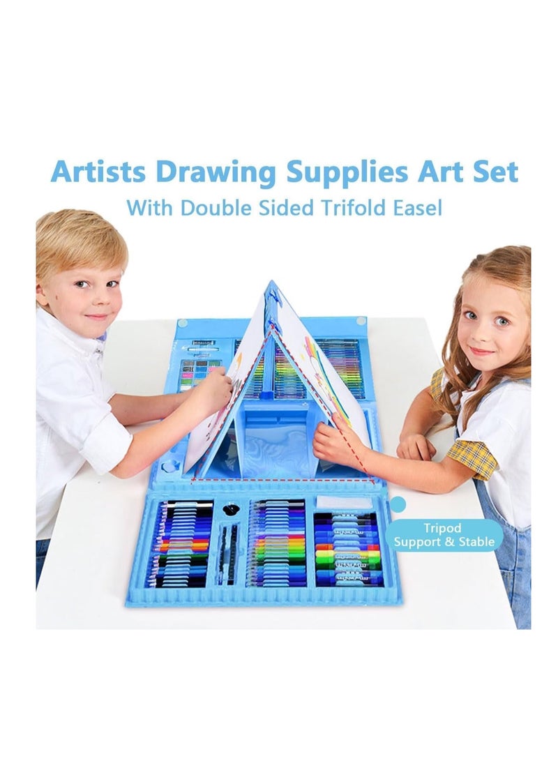 208 مجموعات من مجموعات الرسم ، رسم الفن اللوازم ، على الوجهين ثلاثة أضعاف الحامل ، النفط الطلاء عصا ، الطباشير الملون ، قلم رصاص اللون ، لون الماء ، مناسبة للأطفال والمراهقين والفتيات والفتيان والفنانين ( الأزرق ) - Image 5