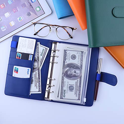 Antner A6 PU Leather Budget Binder - Refillable 6 Ring Notebook for A6 Refill Paper, Loose Leaf Personal Planner Cover With Magnetic Buckle Closure, Navy Blue - Image 5