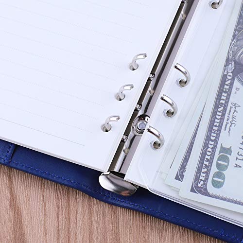 Antner A6 PU Leather Budget Binder - Refillable 6 Ring Notebook for A6 Refill Paper, Loose Leaf Personal Planner Cover With Magnetic Buckle Closure, Navy Blue - Image 4