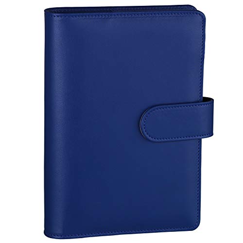 Antner A6 PU Leather Budget Binder - Refillable 6 Ring Notebook for A6 Refill Paper, Loose Leaf Personal Planner Cover With Magnetic Buckle Closure, Navy Blue - Image 1