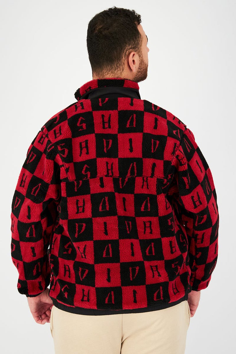 Adidas جاكيت رياضي للرجال بأكمام طويلة ومُحكم، أحمر وأسود - Image 3