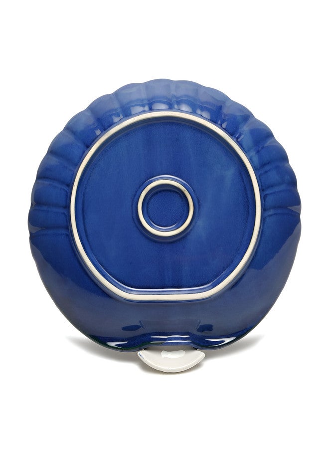 Arrabi Nevy Blue & White Ceramic Shell Platter Set - Image 4