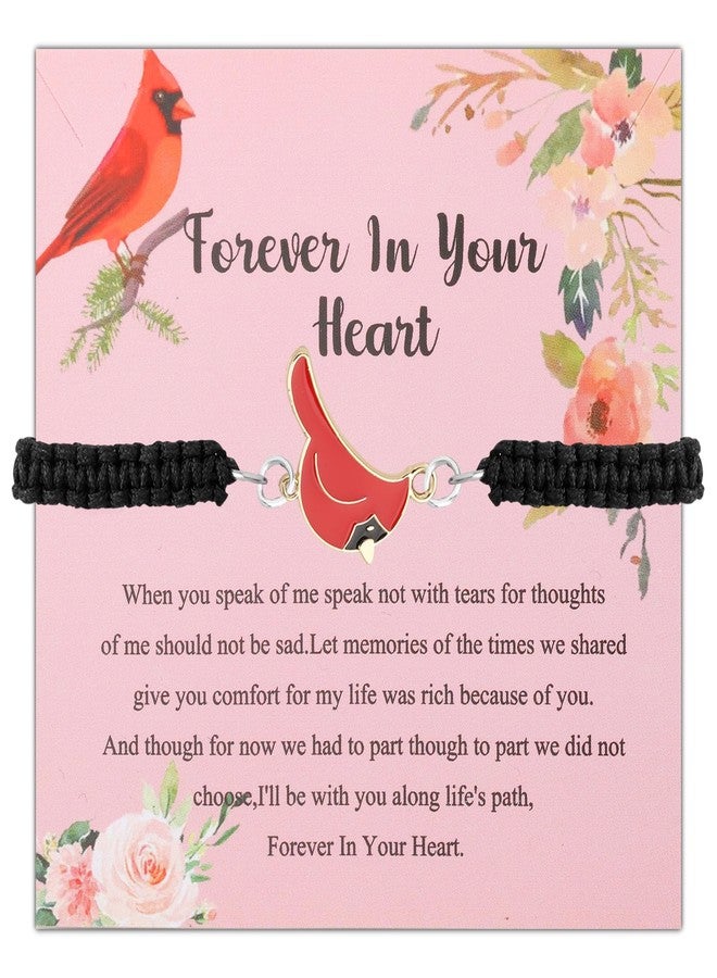 FEELMEM Cardinal Bird Charm Braided Rope Bracelet - Memorial Gift In Memory Of Loved One - Sympathy Jewelry - Image 1