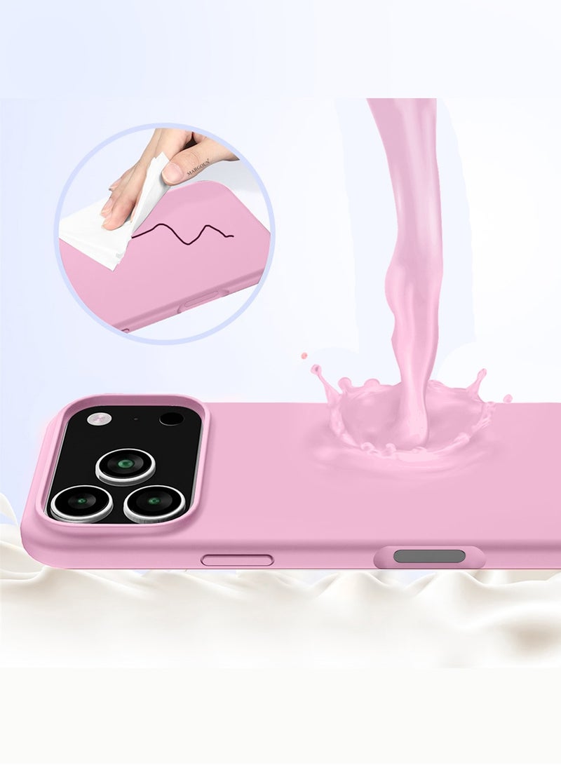 CATANES Silicone Protective Phone Case for iPhone 17 Pro Max - Soft Anti-Scratch Microfiber Lining Ultra Slim Drop Protection Phone Cover - Pink - Image 3