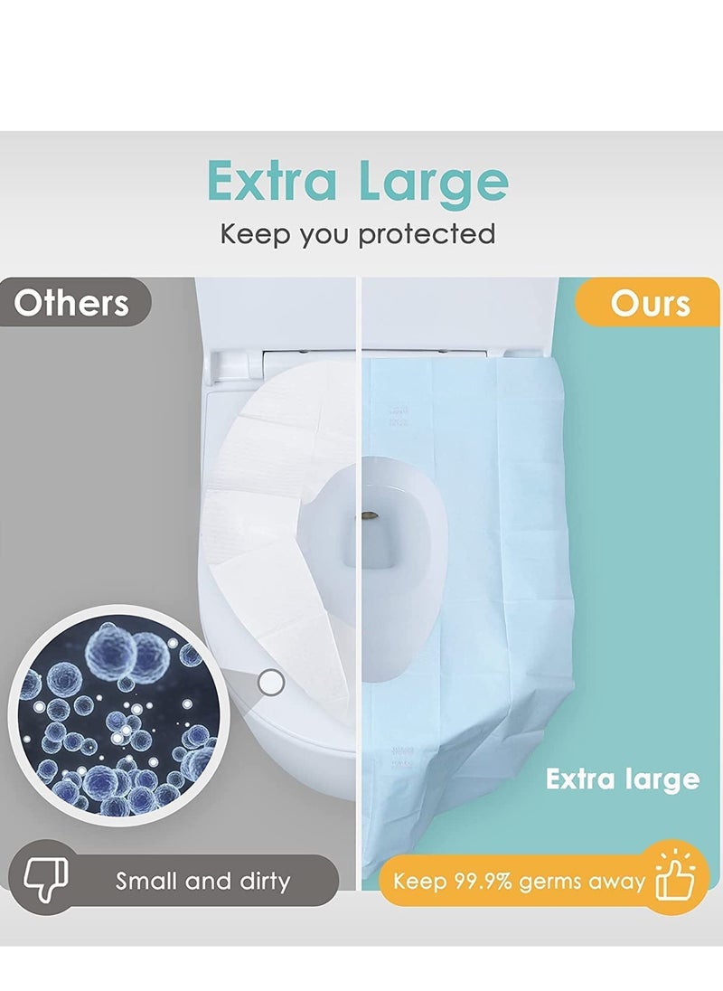 SYOSI Toilet Seat Covers, KASTWAVE Disposable Waterproof Individually Wrapped Large Portable Potty Seat Covers for Kids Potty Training Road Trip and Public Restrooms (Blue)  - Image 5