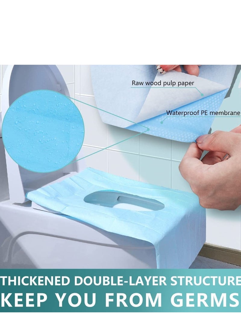 SYOSI Toilet Seat Covers, KASTWAVE Disposable Waterproof Individually Wrapped Large Portable Potty Seat Covers for Kids Potty Training Road Trip and Public Restrooms (Blue)  - Image 2