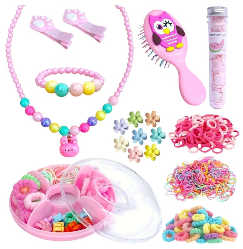 Tera13 Girls Kids Gift Set, Cartoon Necklace Set With Hair Accessories Kit, Combo Set For Women & Gi-rls (combo of 4) B-Day, Kanjak, Rakhi Return Gift For Girls Gi-ft Items, Pouch, Hair Clip Rubber - Image 1
