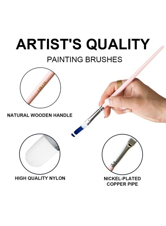 هيمي مجموعة فرش طلاء ليتل بيرد مكونة من 5 قطع لطلاء الغواش الزيتي الأكريليك، 1 فرشاة عريضة 3 فرشاة مروحية 1 فرشاة تحديد مثيرة للاهتمام، هدية رائعة للفنانين المبتدئين من هواة الفن (وردي 5 قطع) - Image 5