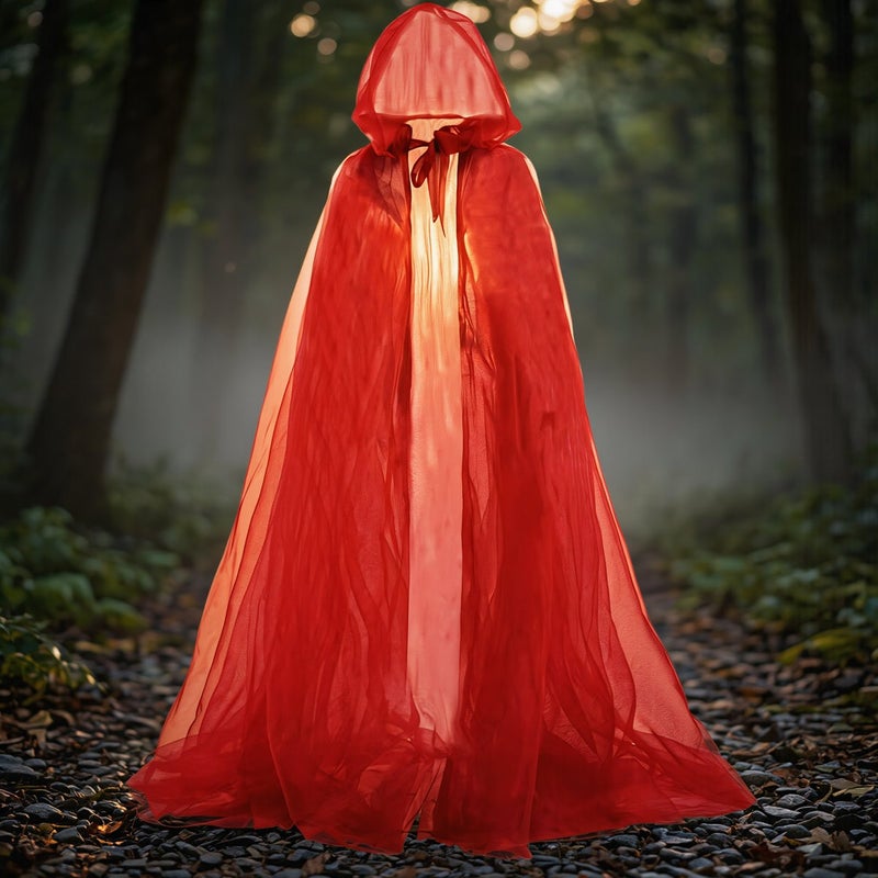 Hooded Tulle Cape Premium Soft Mesh Unisex Adult 185cm White Cosplay Costume - Image 5