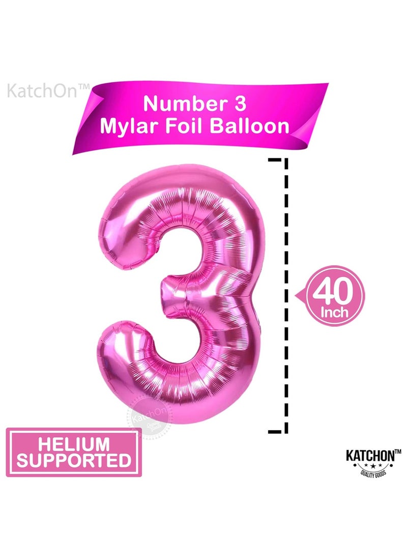KATCHON Pink Number 3 Balloon for 3rd Birthday or Anniversary Decoration 40 Inch  - Image 2