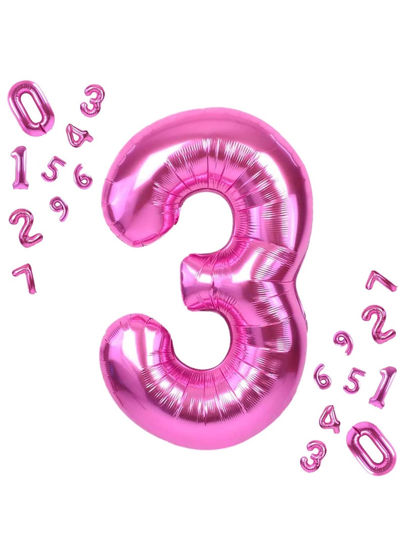 KATCHON Pink Number 3 Balloon for 3rd Birthday or Anniversary Decoration 40 Inch  - Image 1