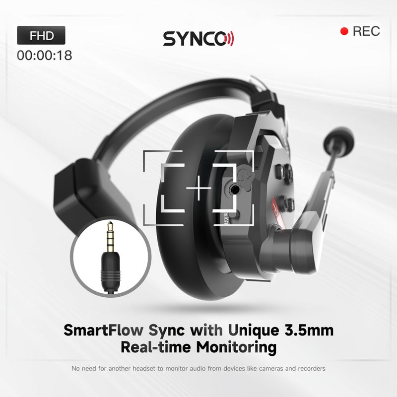 SYNCO XTalk X1 2.4GHz Wireless Headset with Microphone Intercom System Random Master Device Design for Movie Shoot Live Show Stage Performance (1 PCS) - Image 3