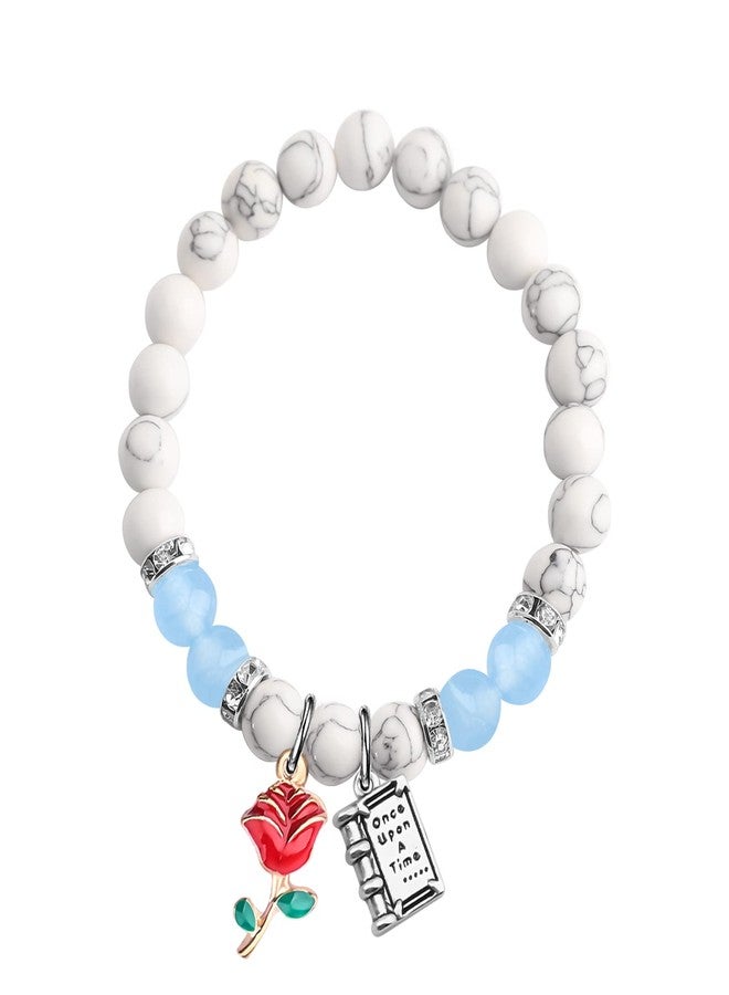 MYOSPARK Beauty Bracelet Beauty Inspired Gift Rose Flower Bracelet Princess Fans Gift (Rose bead BR) - Image 2
