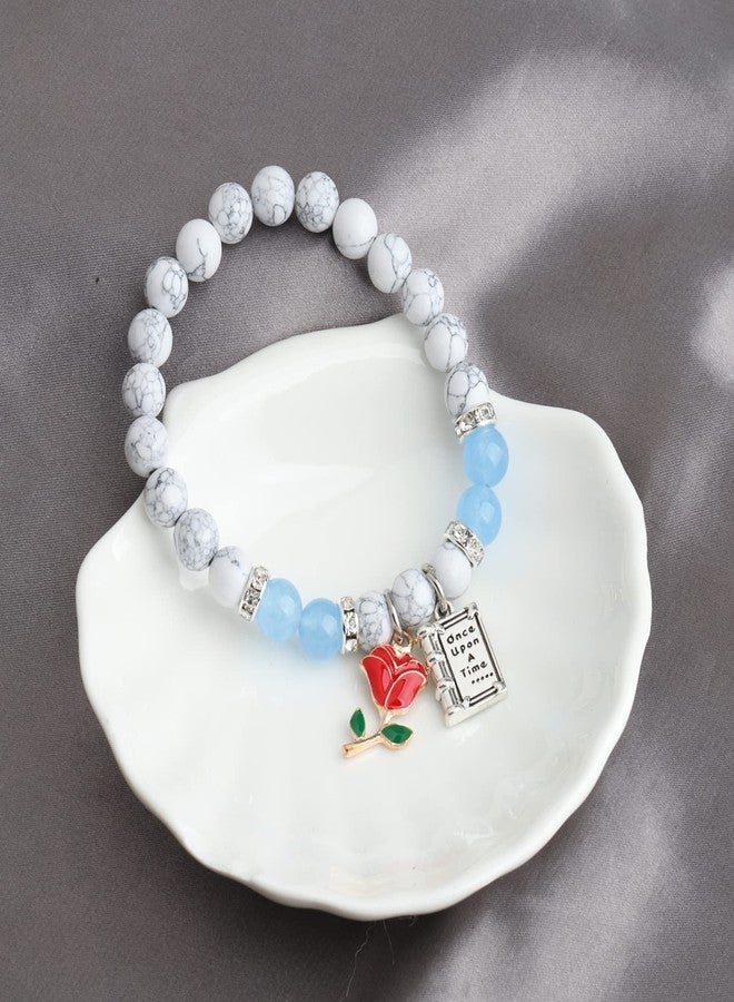 MYOSPARK Beauty Bracelet Beauty Inspired Gift Rose Flower Bracelet Princess Fans Gift (Rose bead BR) - Image 5