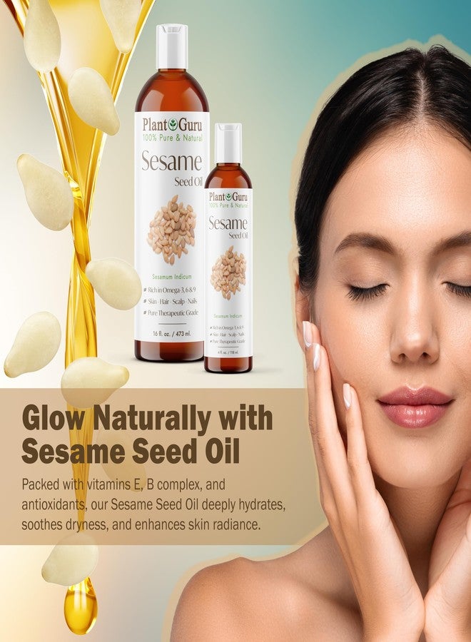 Plant Guru Sesame Seed Oil 4 fl. oz. - Cold Pressed, 100% Pure & Natural Carrier for Skin, Face, Body, Hair, and Cooking. Great for DIY Creams, Lotions, and Lip Balms. - Image 4