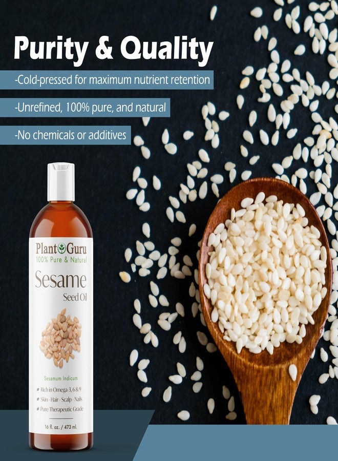 Plant Guru Sesame Seed Oil 4 fl. oz. - Cold Pressed, 100% Pure & Natural Carrier for Skin, Face, Body, Hair, and Cooking. Great for DIY Creams, Lotions, and Lip Balms. - Image 3