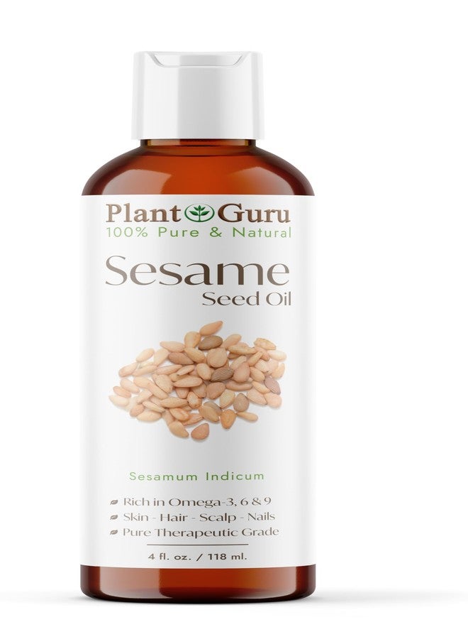 Plant Guru Sesame Seed Oil 4 fl. oz. - Cold Pressed, 100% Pure & Natural Carrier for Skin, Face, Body, Hair, and Cooking. Great for DIY Creams, Lotions, and Lip Balms. - Image 1