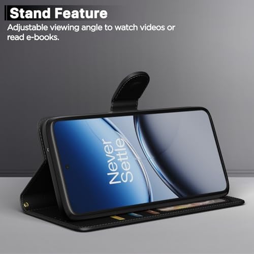 Pikkme Flip Cover for Oneplus Nord CE5 5G Leather Finish | Inside TPU with Card Pockets | Wallet Stand and Shock Proof | Complete Protection Flip Case(Black) - Image 3