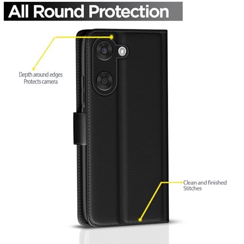 Pikkme Flip Cover for Oneplus Nord CE5 5G Leather Finish | Inside TPU with Card Pockets | Wallet Stand and Shock Proof | Complete Protection Flip Case(Black) - Image 4