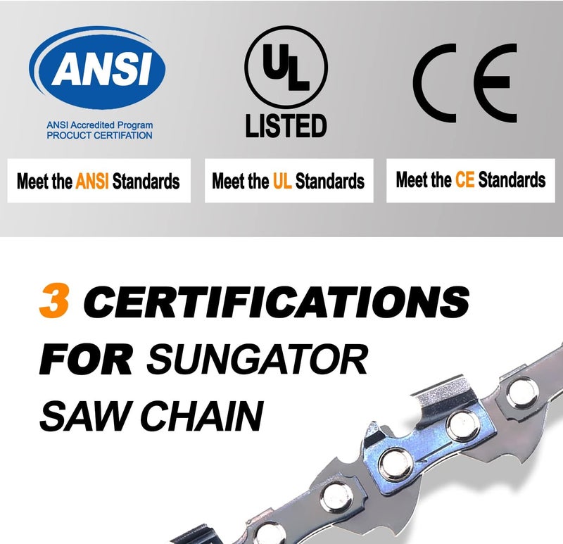 SUNGATOR 3-Pack 10 Inch Chainsaw Chain SG-S40, 3/8" LP Pitch - .050" Gauge - 40 Drive Links, Compatible with Remington, Craftsman, Poulan, Worx - Image 2