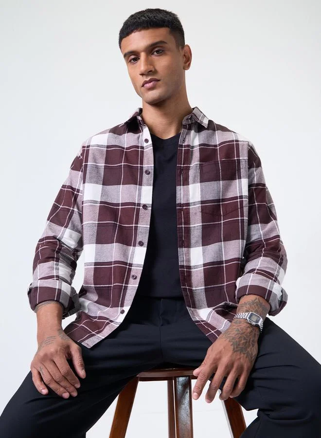 The Souled Store  Men Multi-Checked Spread Collar Shirt for Men | Best Price UAE