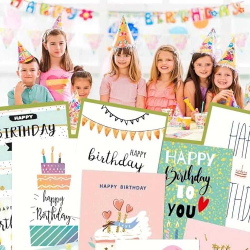 Birthday Cards Multipack - 20PCS Cartoon Card with Envelopes, Blank Happy Greeting DIY Set for Boys and Girls, Fun and Colorful Kid Greetings for Parties and Gifts Multicolor - Image 5