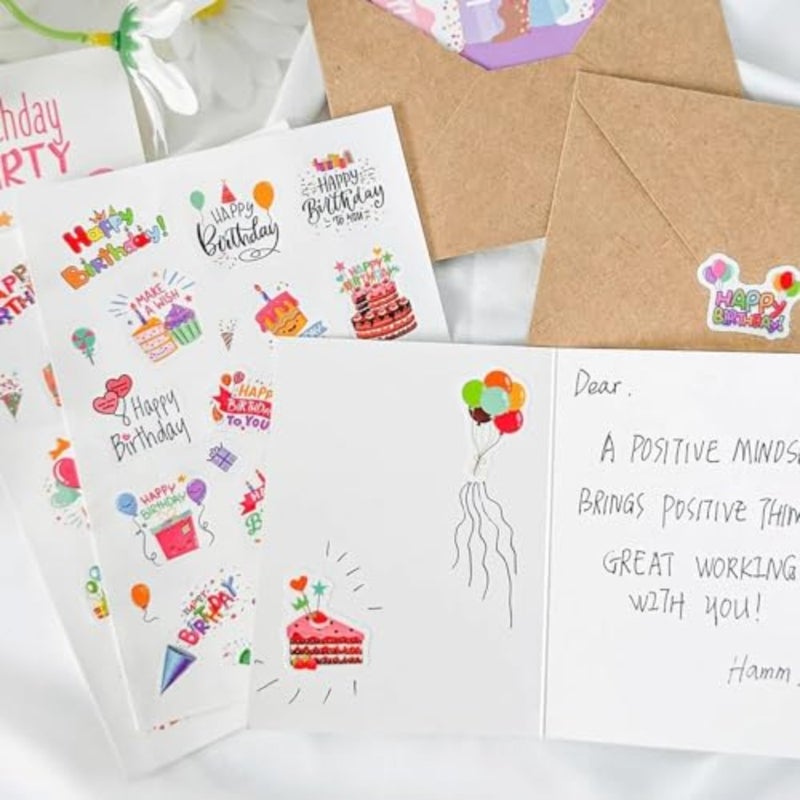 Birthday Cards Multipack - 20PCS Cartoon Card with Envelopes, Blank Happy Greeting DIY Set for Boys and Girls, Fun and Colorful Kid Greetings for Parties and Gifts Multicolor - Image 4