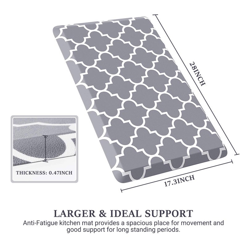 WISELIFE Kitchen Mat and Rugs Cushioned Anti-Fatigue,17.3"x 28",Non Slip Waterproof Ergonomic Comfort Mat for Kitchen, Floor Home, Office, Sink, Laundry, Grey - Image 2