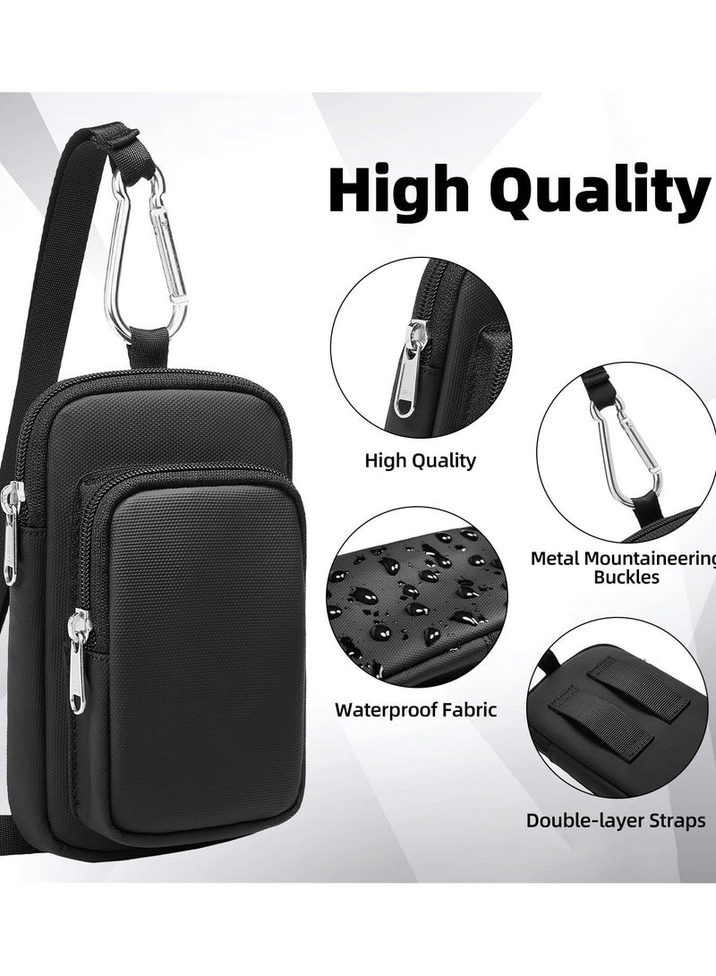 Excefore جرابات الهاتف المحمول للحزام، جراب هاتف بحزام لهاتف iPhone وSamsung وGoogle جراب هاتف من النايلون مع حلقة حزام جراب هاتف Molle بسحاب جراب هاتف محمول - أسود - Image 4