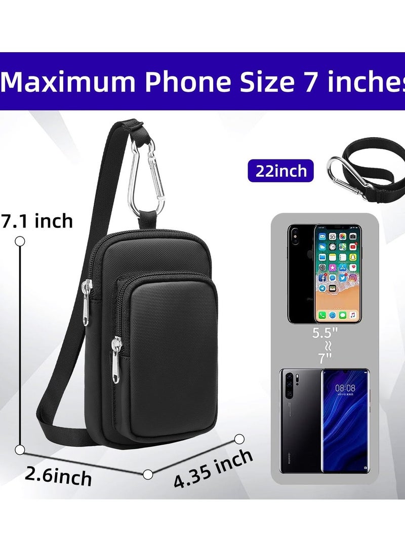 Excefore جرابات الهاتف المحمول للحزام، جراب هاتف بحزام لهاتف iPhone وSamsung وGoogle جراب هاتف من النايلون مع حلقة حزام جراب هاتف Molle بسحاب جراب هاتف محمول - أسود - Image 5