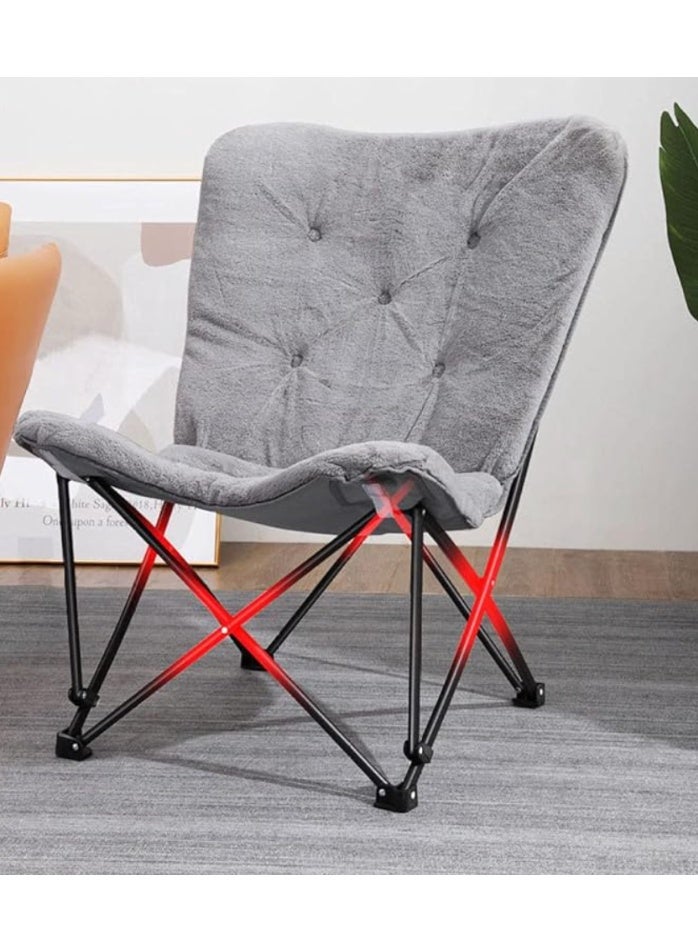 كرسي فراشة قابل للطي ومريح لغرفة المعيشة، كرسي فراشة بإطار معدني، كرسي قابل للطي لغرفة النوم أو السكن الجامعي، كرسي على شكل صحن للبالغين - Image 1