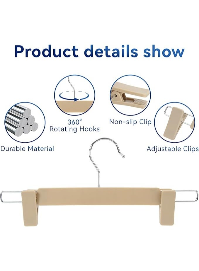 DIOTTI 10 Pack Pants Hangers with Clips, Plastic Clothes Hangers with 360° Swivel Hooks, Adjustable Non-Slip Clips for Skirts, Shorts, Trousers, and More (Khaki) - Image 2