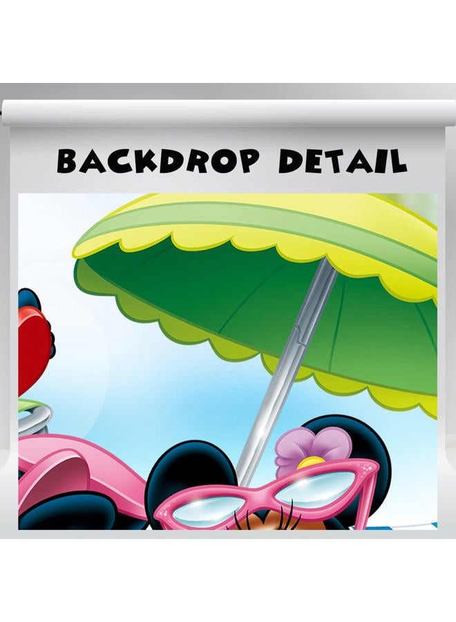 Ericbackdrop Mickey and Friends Backdrop Summer Beach Birthday Party Supplies Palm Leaves Holiday Theme Background Boys Girls Birthday Decorations 5x3 ft 110 - Image 3