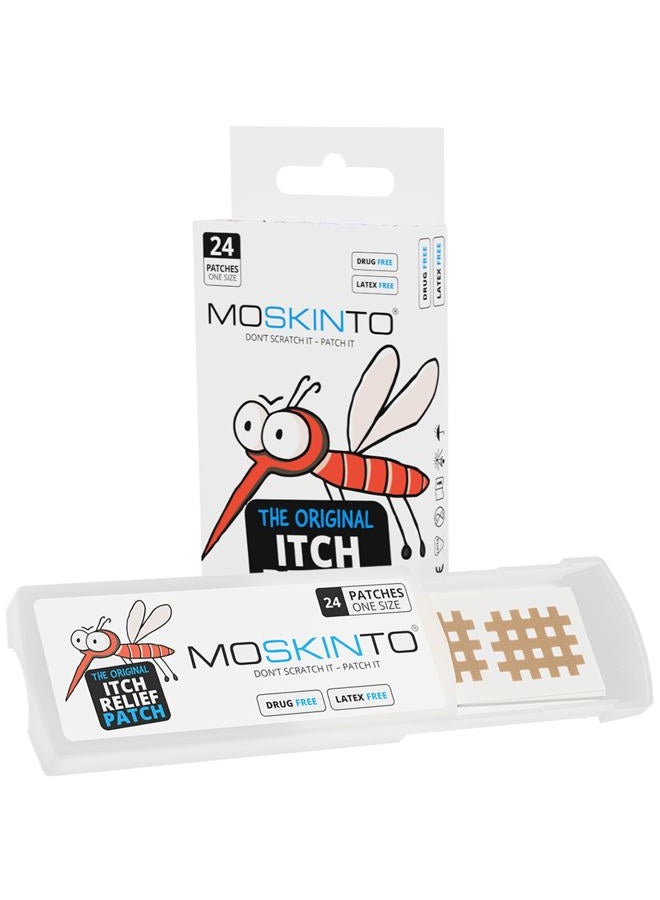 Moskinto , The Original Mosquito Itch Relief Patches for Kids & Adults, Bug Bite Patches Soothe Swelling & Itching Instantly, Anti Itch Bug Bite Relief, Suction Tool Alternative Travel Pack, 24 Count - Image 1