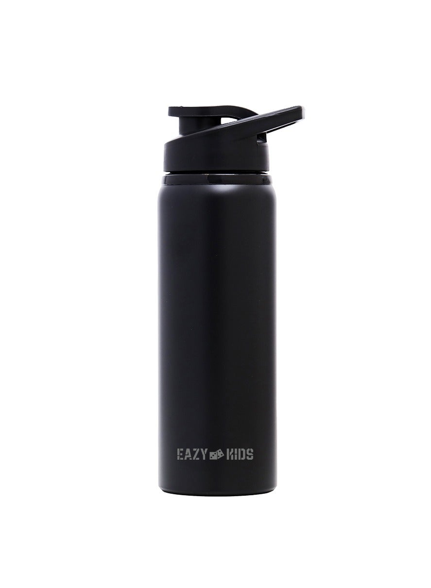 Eazy Kids Stainless Steel Sports Kids Water Bottle - Black, 700 Ml