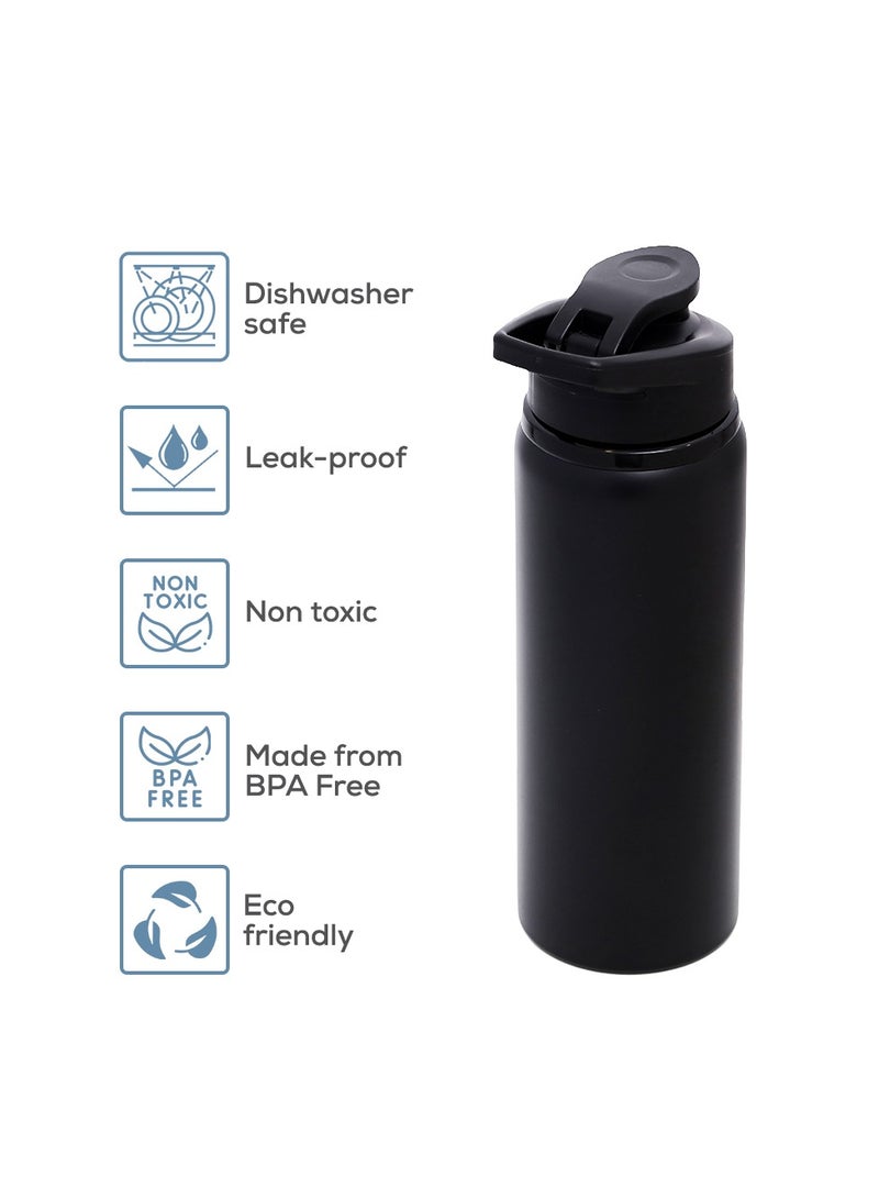 Eazy Kids Stainless Steel Sports Water Bottle - Black, 700 Ml  - Image 3
