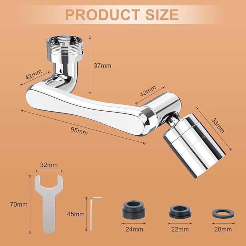 Shower Sprinkler PLASTIC 360 Degree Flexible tap Extender for Kitchen Sink tap Shower Sprinkler Metal Hose 360 Degree Rotation Adjustable Faucet Shower Silver 1 PCS  - Image 4