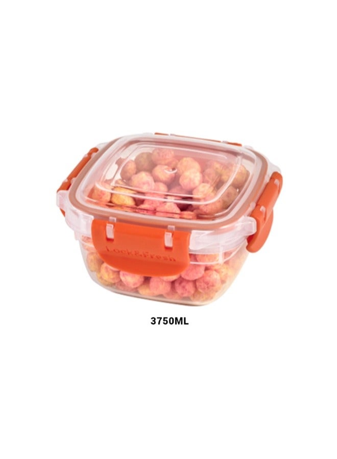 Dunya Plastik Dunia Fresh & Lock orange Square 3-Piece Food Storage Refrigerator Container Set - With Airtight Lid - BPA-Free (1500-2400-3750) ML - Image 3