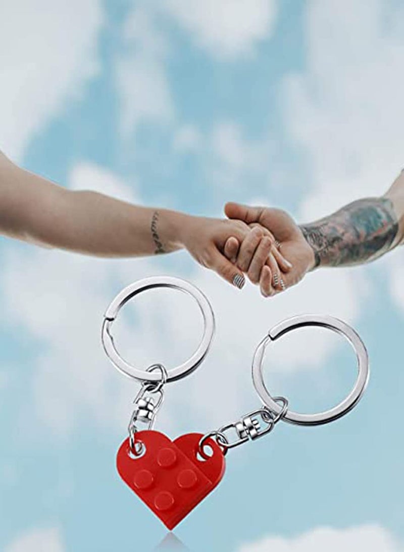 KASTWAVE Brick Keychain for Couples Friendship 2pcs Matching Heart Colorful Keychain Set for Girlfriend Boyfriend Couples Valentine's Day (Red) - Image 2