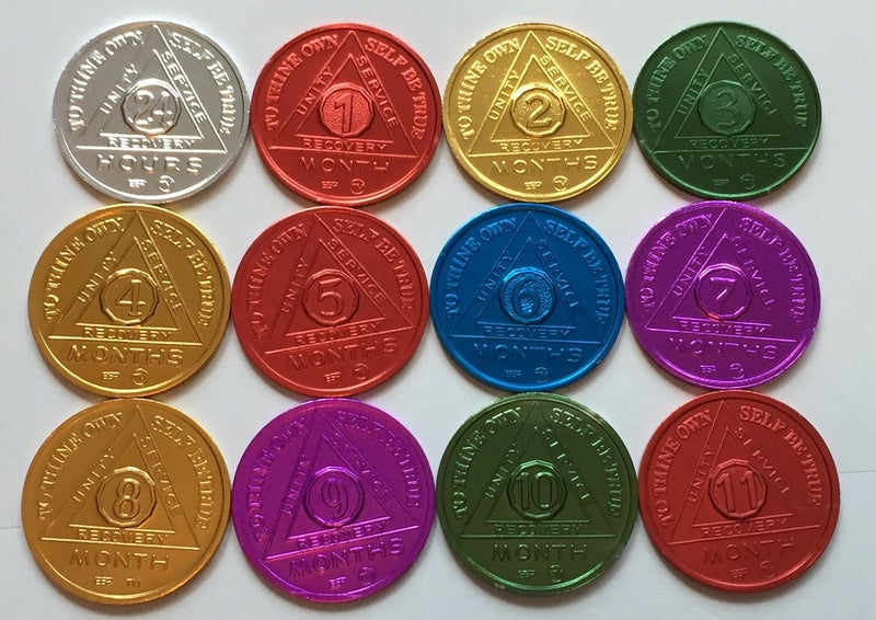 Bright Star Press SET of 12 Recovery AA Medallion Coins BSP 24hr11mo Commemorative - Image 2