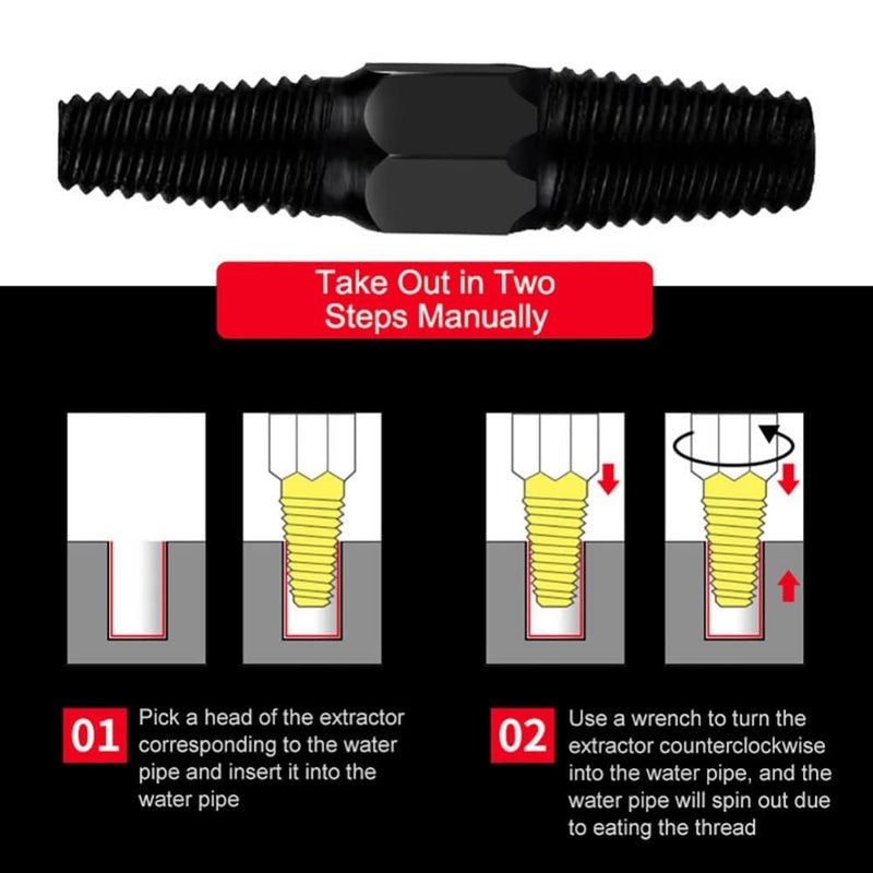 Zaptec 2 in 1 Screw Extractor for Tap Faucet Valve Damaged Broken Wire Water Pipe Bolt Remover - Image 3
