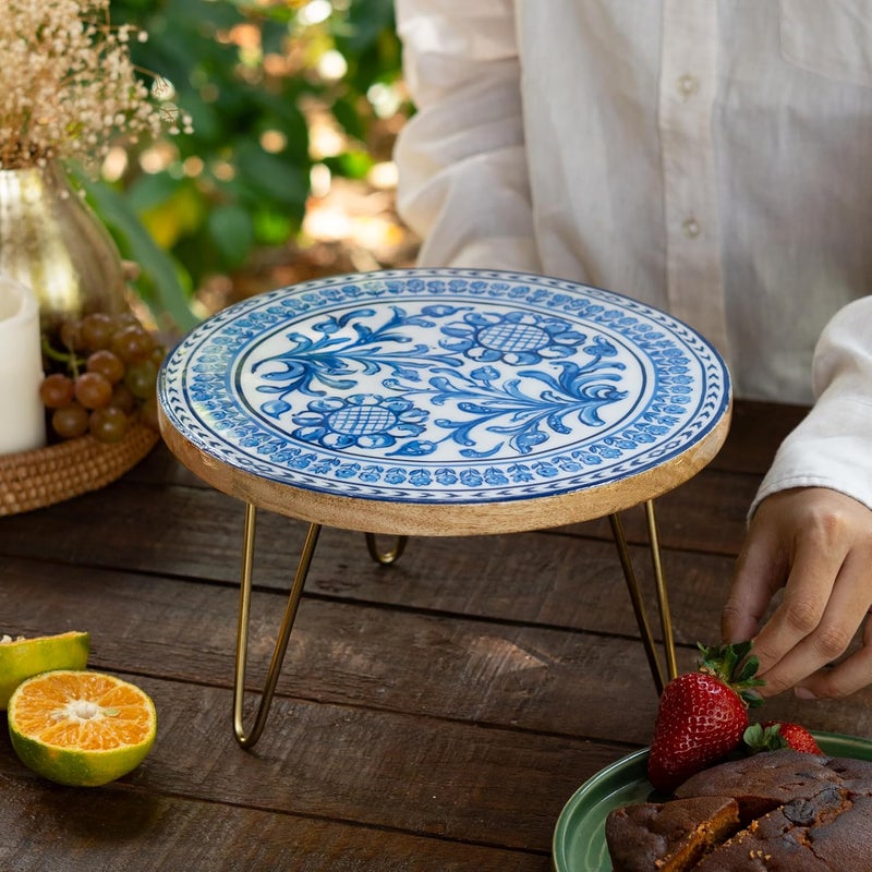 RITUALISTIC Holland Wooden Cake Stand with Metal Legs Elegant Cake Display for Decoration Cutting Round Dessert Tray for Cakes Events Birthdays Home Dcor - Image 4