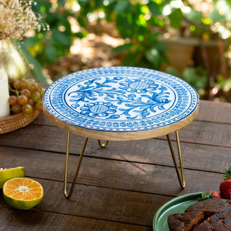 RITUALISTIC Holland Wooden Cake Stand with Metal Legs Elegant Cake Display for Decoration Cutting Round Dessert Tray for Cakes Events Birthdays Home Dcor - Image 5